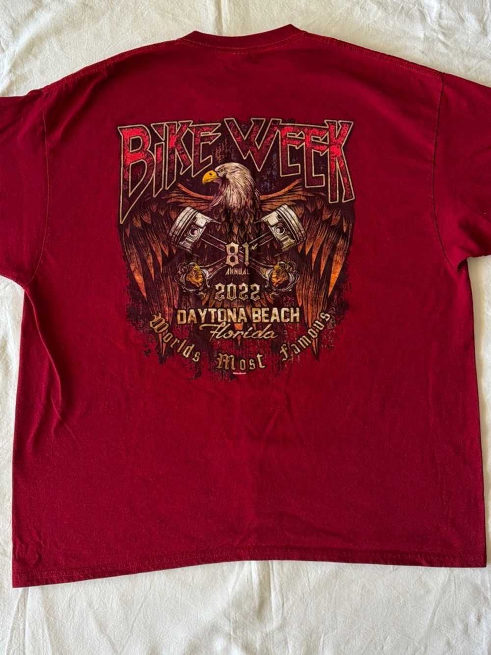 Gildan Red Bike Week Daytona Beach Eagle Graphic Tee